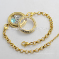 316l stainless steel Pearl Chain loating locket bracelet, crystal bracelet